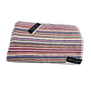 Rachel Zoe Multicolor Striped Bath Sheet 34x64 Oversized Towel w/ Locker Loop